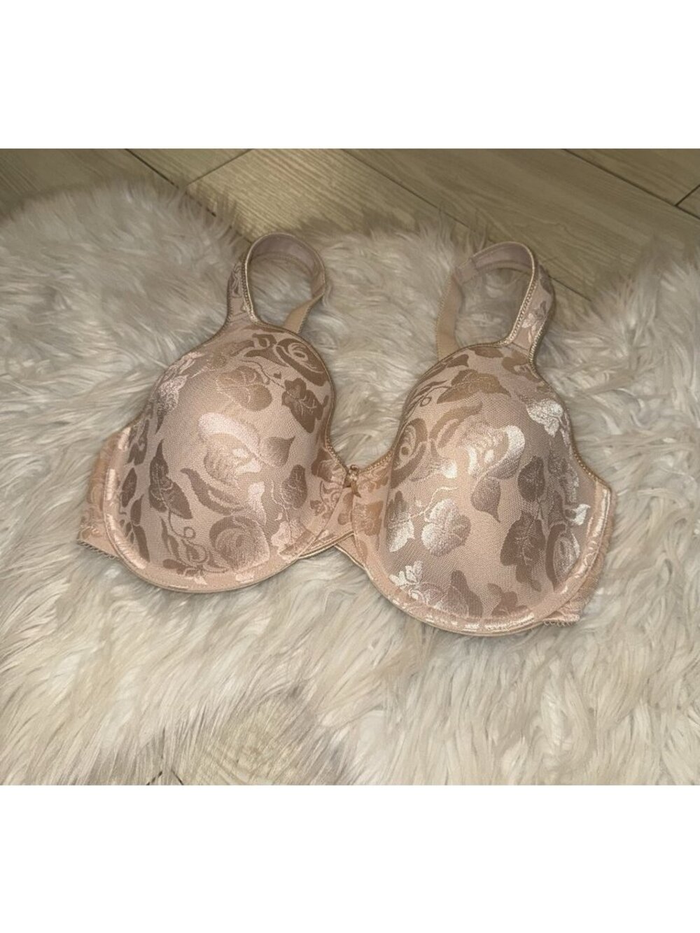 Wacoal 853167 Awareness Contour Underwire Bra Lined Floral Womens 36DD Beige